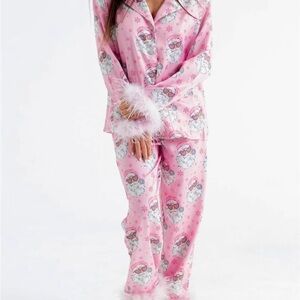 Pink Santa Pajama Set and slippers